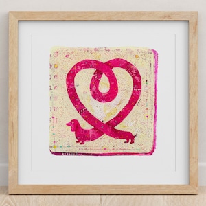 No Matter What  |  9"x9" Dachshund with Heart Body  |  Wiener Dog Art  |  Dog Love  |  Giclée Fine Art Print