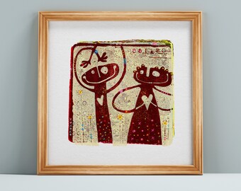 Duet |  Couple in Love  |  Friendship |  Relationships  |  Arms that make hearts  |  Giclée Art Print