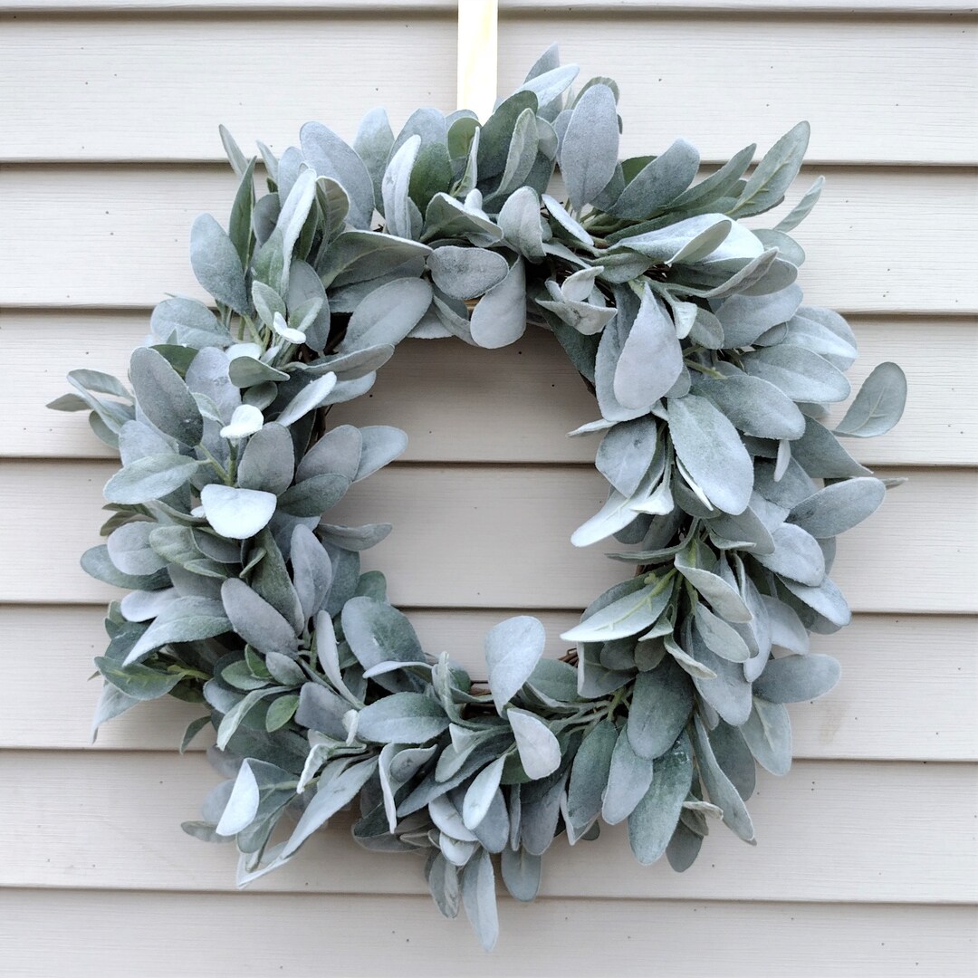 Year Round Lambs Ear Greenery Front Door Mantle Entryway Country ...