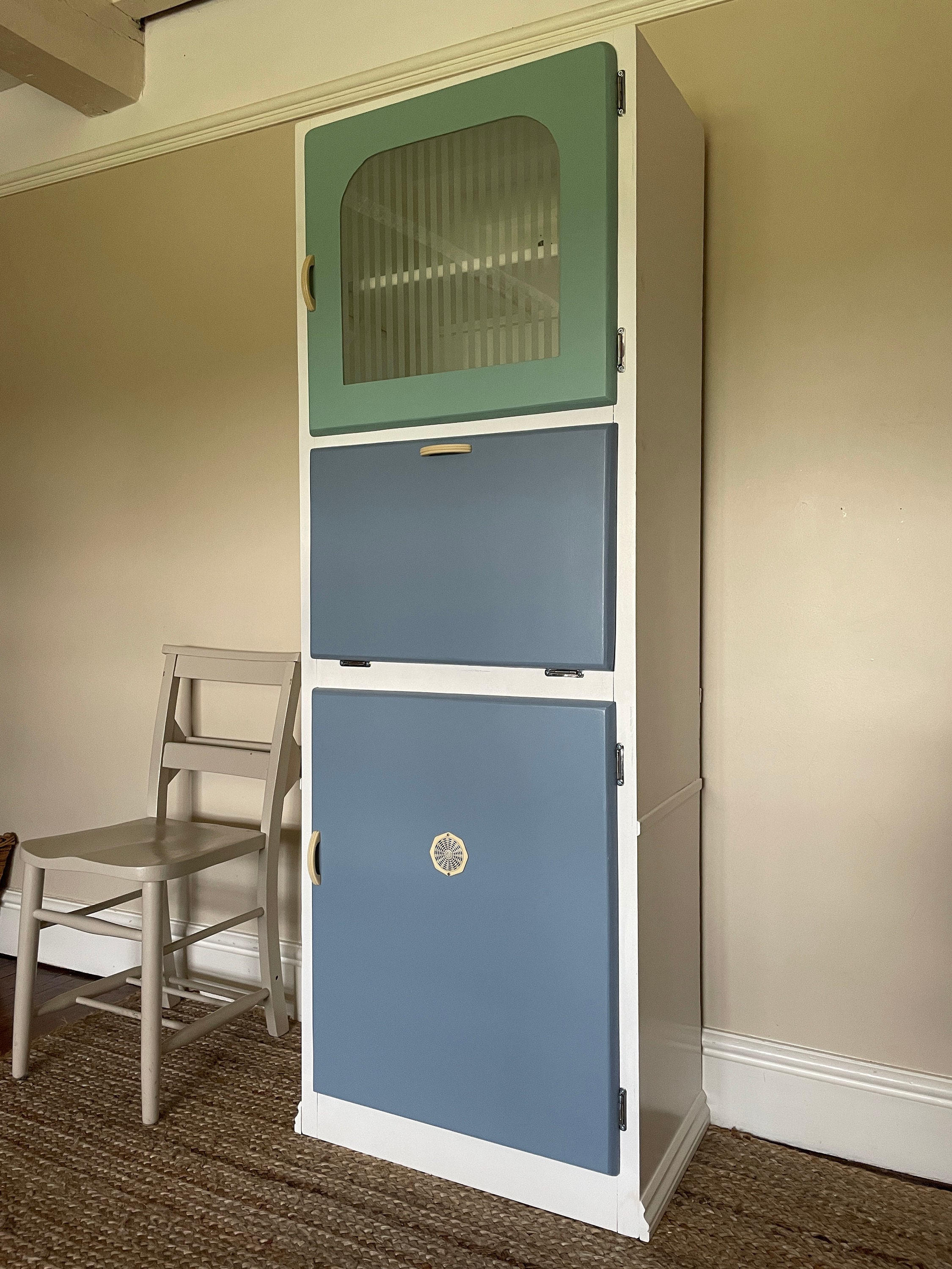 1950s Vintage Kitchen Larder Unit/cabinet/cupboard Painted Aqua, White and Sky Blue - Etsy UK