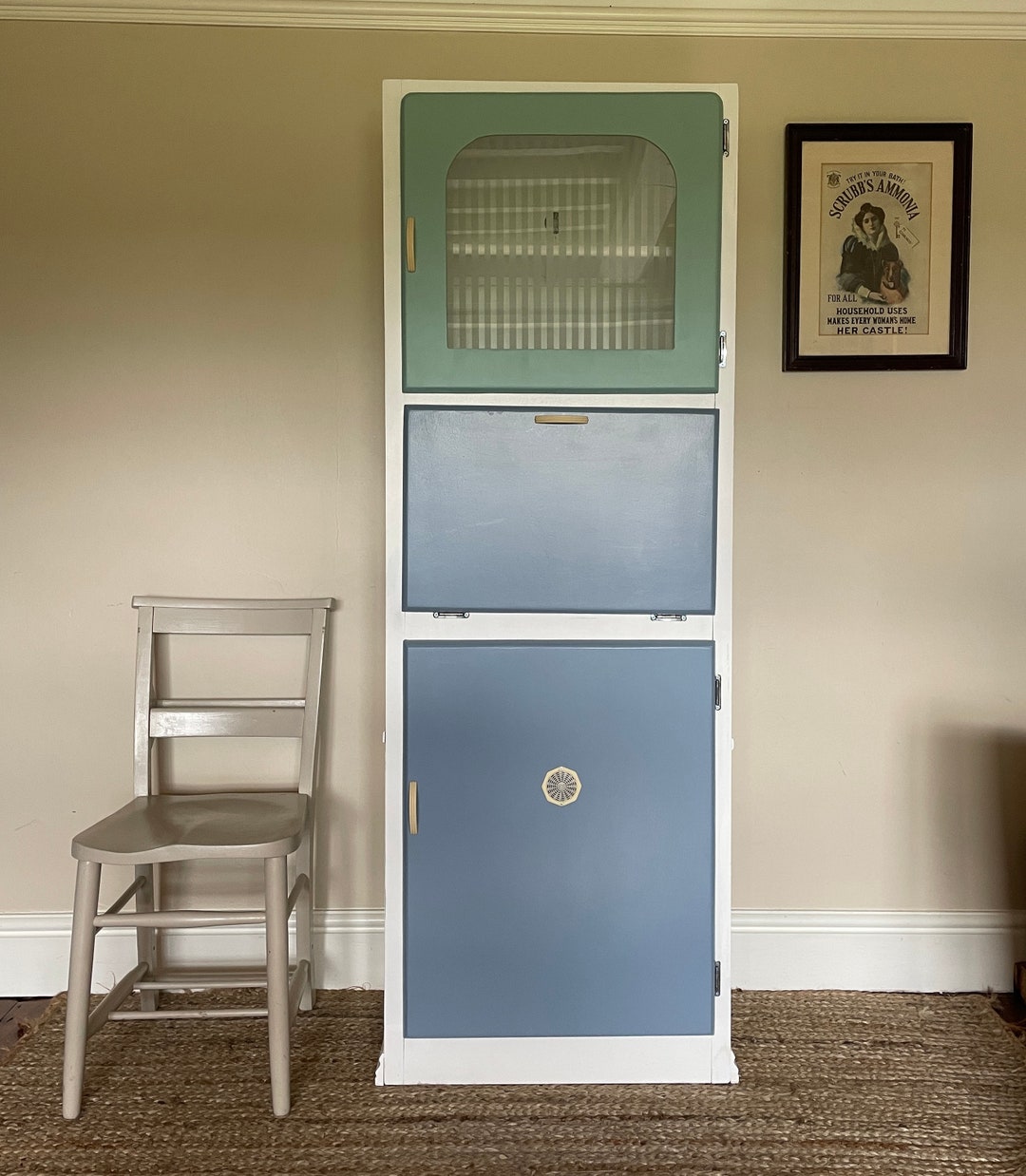 1950s Vintage Kitchen Larder Unit/cabinet/cupboard Painted Aqua, White and Sky Blue - Etsy UK