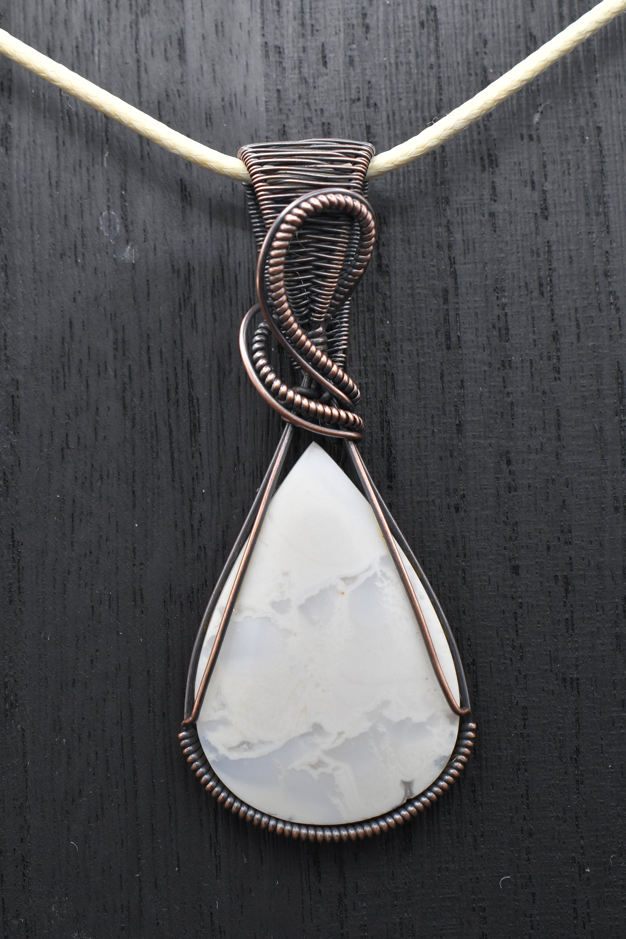Natural stone wire wrapped pendant