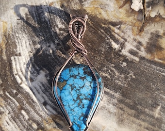 natural Turquoise wire wrapped pendant