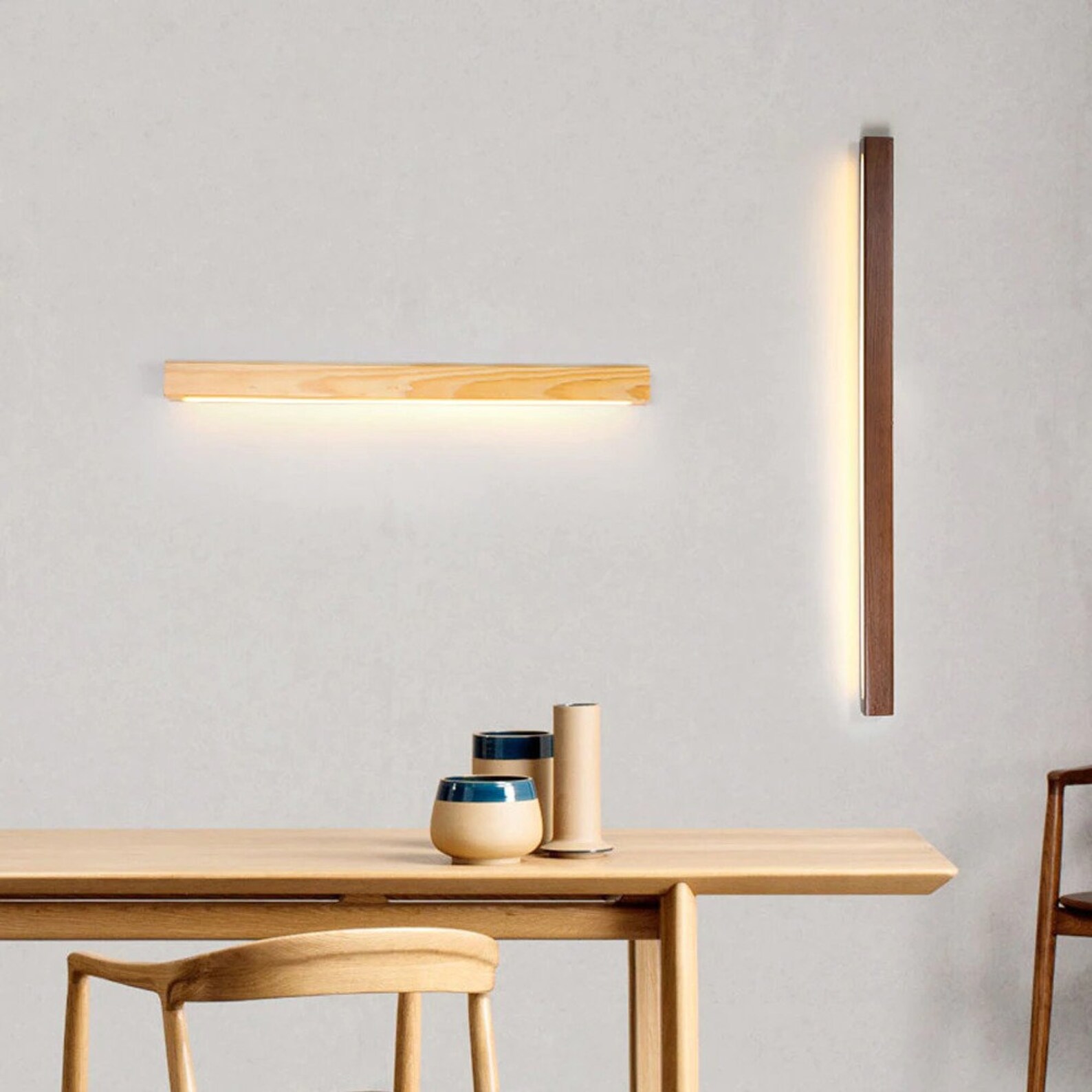 Minimalist wooden linear wall lamp ambient light SLIMPEACE Etsy