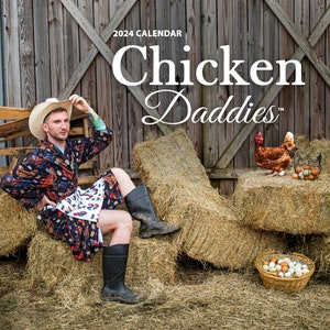 Chicken Daddies Wall Calendar 2024 Better Hens & Gardens Edition Funny Gifts Gag Gifts Weird Gift White Elephant Gifts image 1