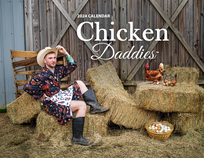 Chicken Daddies Wall Calendar 2024 Better Hens & Gardens Edition Funny Gifts Gag Gifts Weird Gift White Elephant Gifts image 1