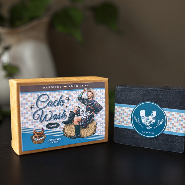 Novelty Soap - "Cock Wash" - Activated Charcoal | Chicken Daddies | Soap Bar | Birthday Gifts | Weird Gifts | Gag Gifts | Funny Gifts