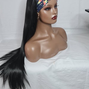 Gym & Swim Headband Wig Long Length natural black | hair loss wig | alopecia wig