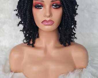 Kinky twisted wig ,afro braided twisted black wig.quality twisted wig.handmade natural braided wig
