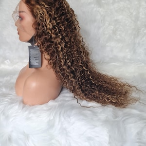 28&quot; Highlight Wig Water Wave Honey blonde lace closure human hair wig | 13x4 Piano frontal lace human hair wig