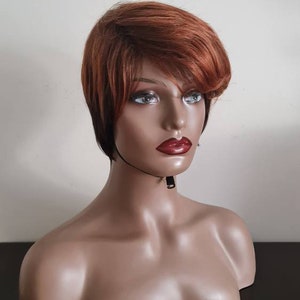 PixieCut short Ombre Chestnut Brown Synthetic wig. Ombre brown chest nut short wig Heat Resistant.