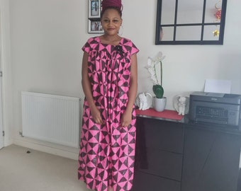 Pink black african ankara dress. Cameroon ankara print