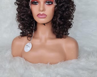 Black Curly Synthetic Wig Middle part/ heat resistant ready to ship premium  wavy curly synthetic wig/ loose curls hair wig Colour 4