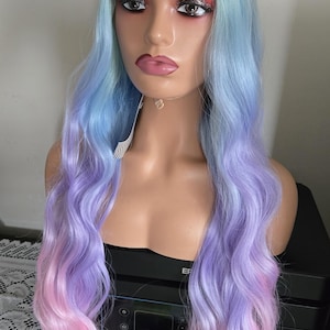 Rainbow synthetic wig   Wavy  Lace Front  Wig T part Synthetic Lace Front Wig