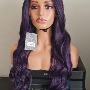 Long Body Wave Purple Lace Wig For Women Deep Middle T Part Lace Wig Daily Makeup Cos Wedding Party