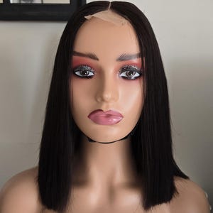 Black Bone Straight Vietnamese human hair Wig / 10inch short Black Bob 2x6 lace closure human hair wigs