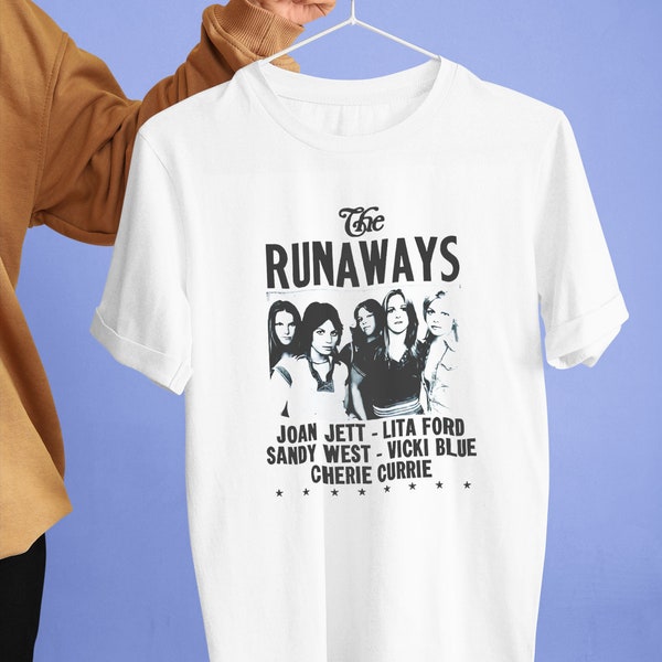 Maglietta The Runaways Punk Rock Metal - Manica 3/4 Unisex - Bianca Con Maniche Nere - Foto 6