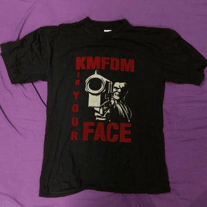 Camiseta popular de la gira "In Your Face" de KMFDM, otoño de 1995, tallas S a 2XL, unisex.