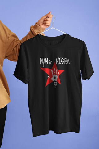 CCXRC Maglietta Uomo Mano Negra Manu Chao - 100% Cotone Biologico, Stampa Originale, Vestibilità Comoda, Colore Nero