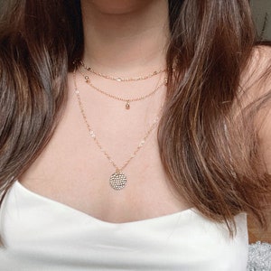 Layered necklace, dainty necklace, set of 3 pcs necklace, gift for her, coin pendant necklace, dot chain necklace, gold layering necklace