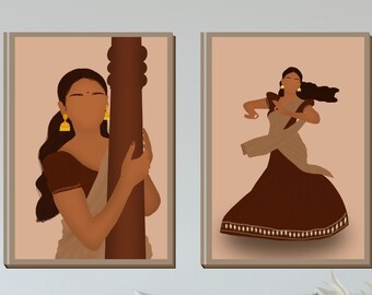 South Asian Art Pieces with a Splash of Boho Colours | Set Of Two | Bollywood, Desi | Instant Download