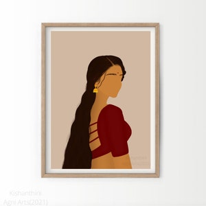 South Asian Woman Art | Desi Girl Wall Art Print | Indian, Desi, Bollywood | Instant Download