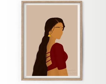 South Asian Woman Art | Desi Girl Wall Art Print | Indian, Desi, Bollywood | Instant Download
