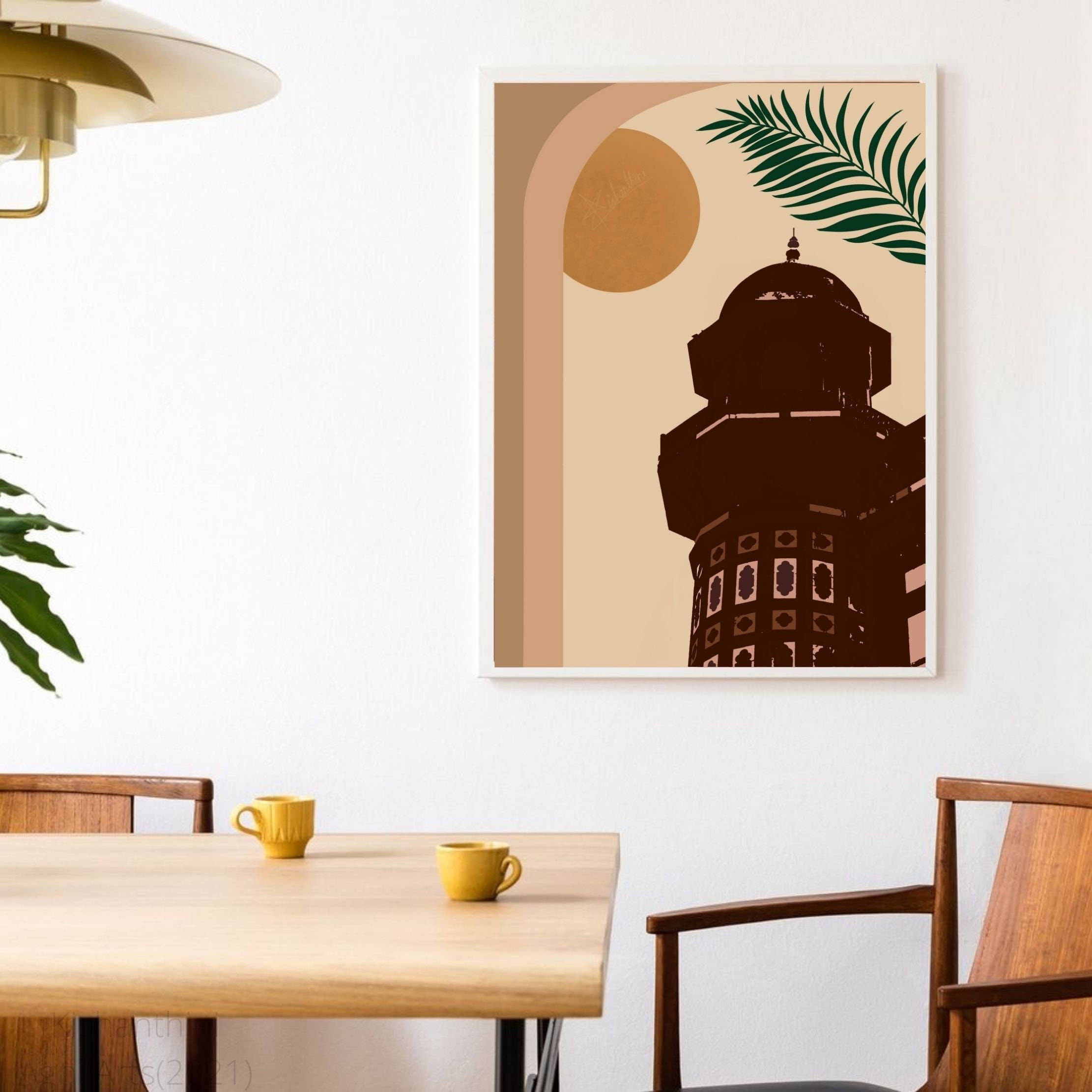 Boho Rajasthan Mahal Art/ Minimalist temple, Castle, India, Hindu Illustration/ Instant Download/ Minimalist Boho, Indian Wall Art