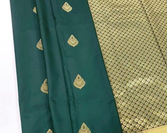 Kanchipuram Premium Semi Silk Saree – Bottle Green
