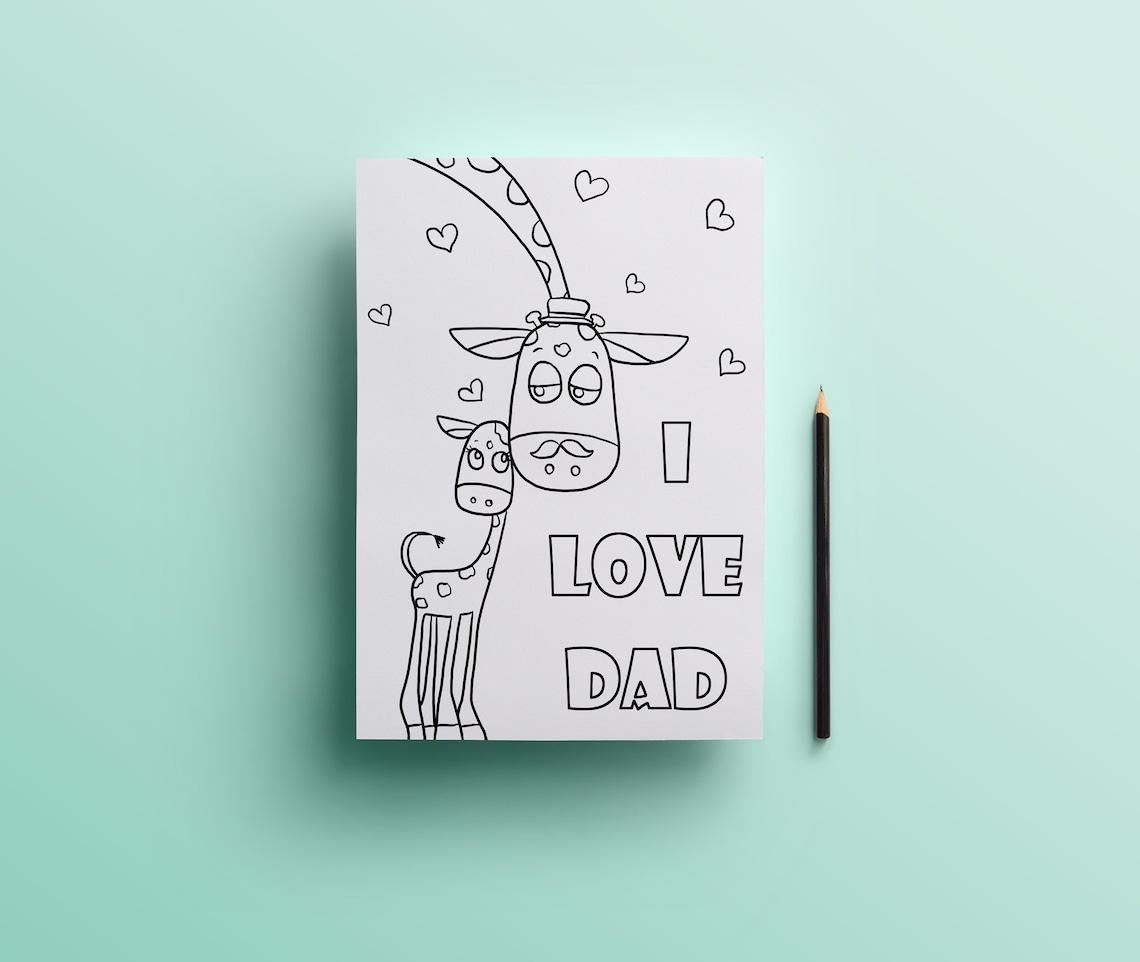 Printable I Love Dad Coloring Page for Kids, Play Sheet for Kids