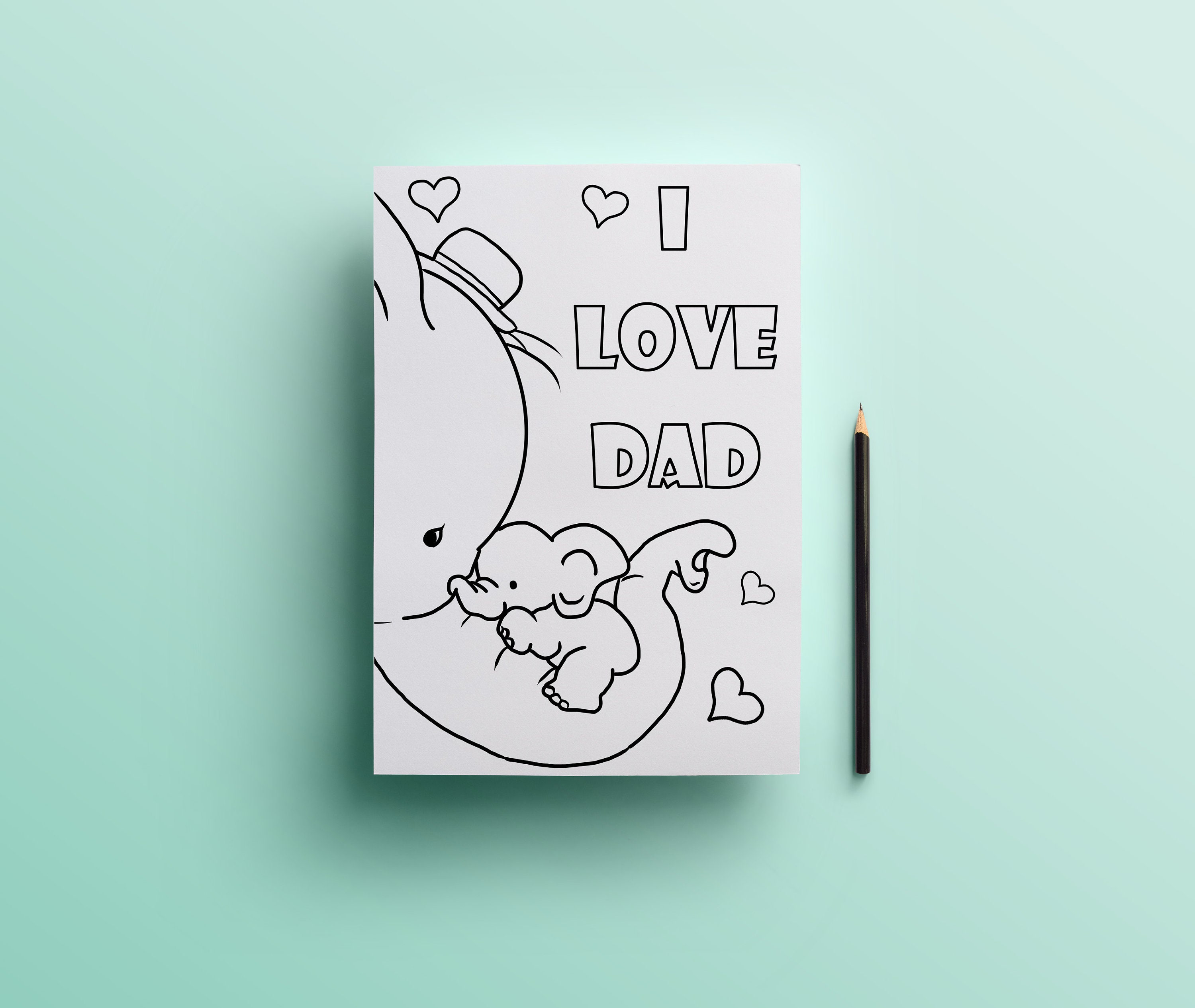 Printable I Love Dad Coloring Page for Kids, Play Sheet for Kids