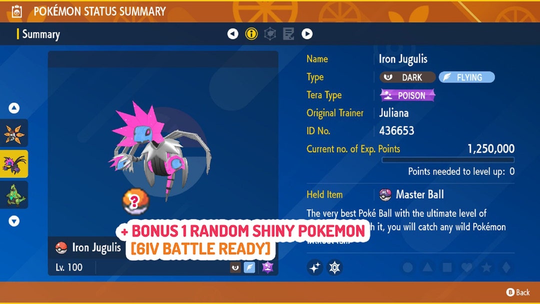 Iron Jugulis SHINY 6IV Pokemon / Ready for Competitive Battle Etsy