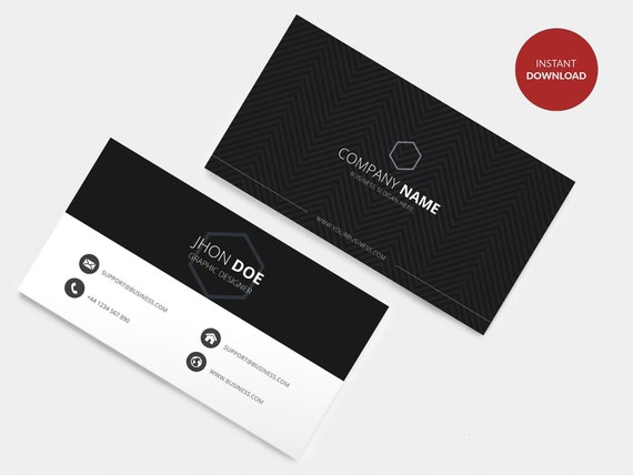 Simple Business Card Template Fully Customizeable DIY | Etsy