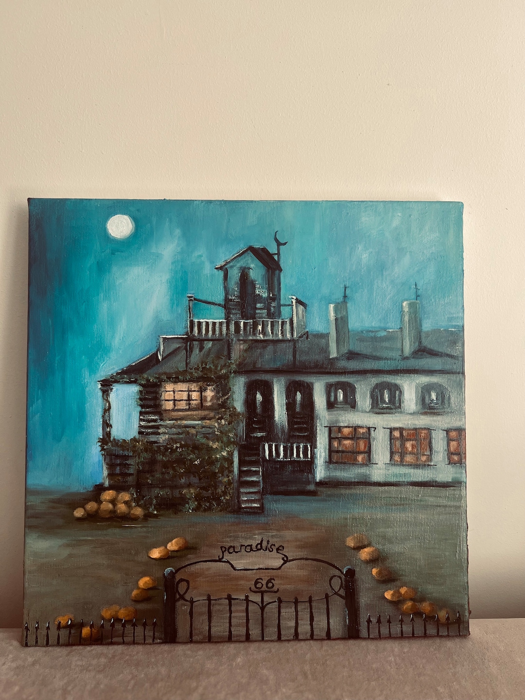 Haunted House Oil Painting halloween Painting Canvas on Etsy