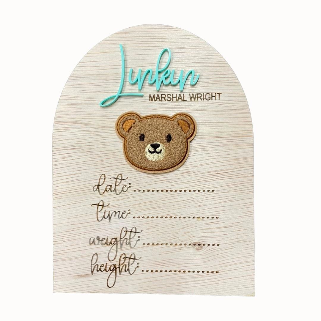 Wooden Birth Details Plaque - New Baby - Birth Announcement, Baby Name ...