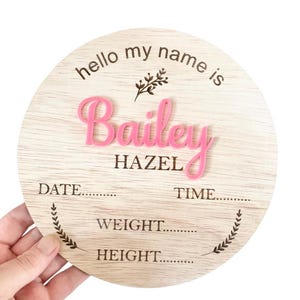 Wooden Birth Details Plaque - New Baby - Birth Announcement, Baby Name Plaque, Baby Arrival Sign, New Baby Gift, Nursery Decoration, Newborn