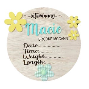 Wooden Birth Details Plaque - New Baby - Birth Announcement, Baby Name Plaque, Baby Arrival Sign, New Baby Gift, Nursery Decoration, Newborn