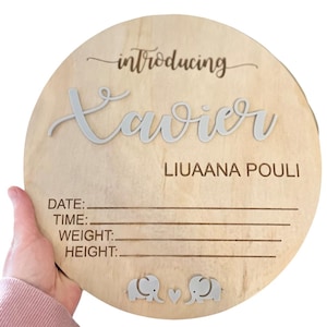 Wooden Birth Details Plaque - New Baby - Birth Announcement, Baby Name Plaque, Baby Arrival Sign, New Baby Gift, Nursery Decoration, Newborn