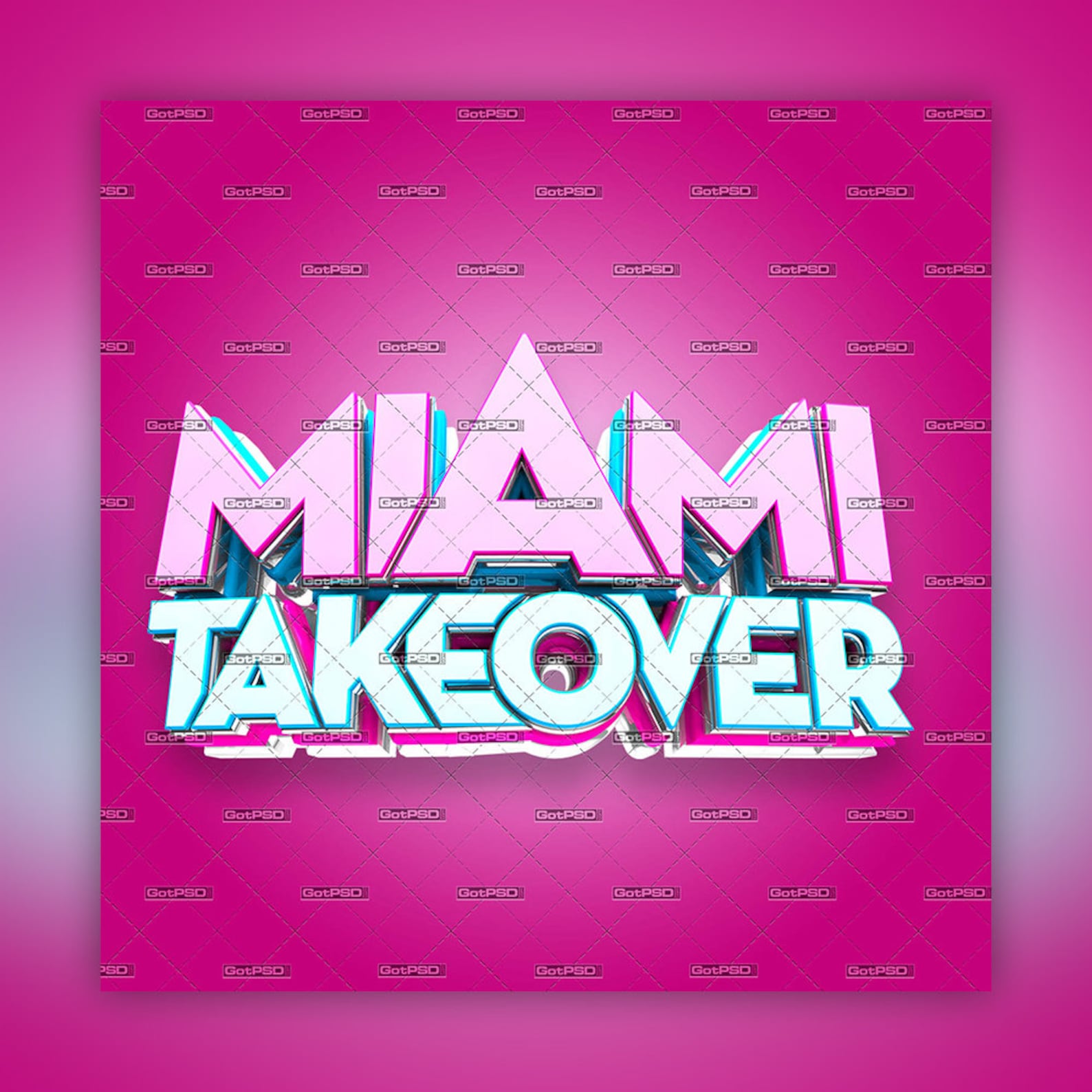 Miami Takeover 3D Title for Flyer Tshirt Posters Stickers Etsy