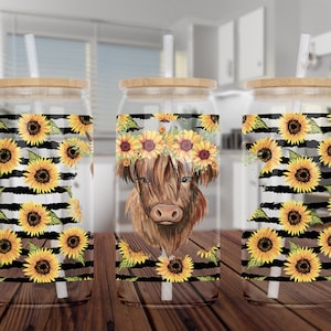 Highland Cow Libbey Glass Can Custom Cup