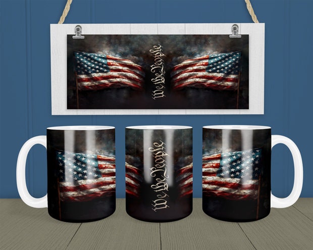  100 oz We The People Mug with Reusable Straw - BPA Free - Made  in the USA - American Flag Mug with Eagle : Sports & Outdoors