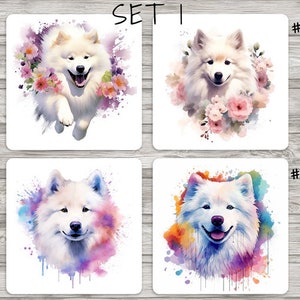 Samoyed Dog Square Coaster Set 1