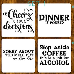 Humorous Sayings Square Coasters Set 1