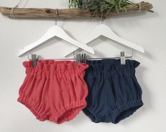 Baby bloomers Girls muslin shorts Toddler girl bubble shorts Baby summer blummies Diaper cover Organic cotton clothes