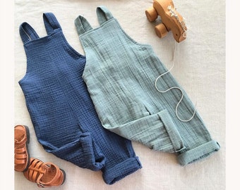 Baby boy ropmer Baby boy muslin overall Neutral gender romper Baby jumpsuit Baby summer outfit Baby beach wear Eco friendlly baby clothes