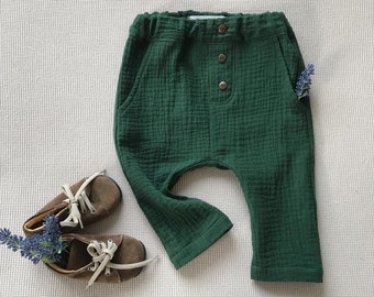 Baby boy pants Harem pants Toddler muslin patns Boho style pants Boys summer pants Boys trousers Sustainable clothes