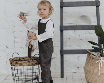 Baby boy romper Wool overal Toddler jumpsuit Baby autumn clothes Warm overall Tweed romper