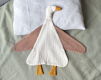 Baby muslin lovey Goose lovey, Baby security blanket New baby gift, Organic cotton lovey blanket