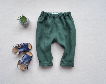 Pantalon en lin pour garçon Pantalon en lin naturel, Pantalon d'été pour garçon Pantalon Holdiay, Pantalon en lin vert et Cadeau pour garçon