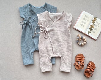 Baby-Musselin-Strampler, Musselin-Overall, Kleinkind-Baumwoll-Strampler, Baby-Coming-Home-Outfit, Taufkleidung, Musselin-Babykleidung